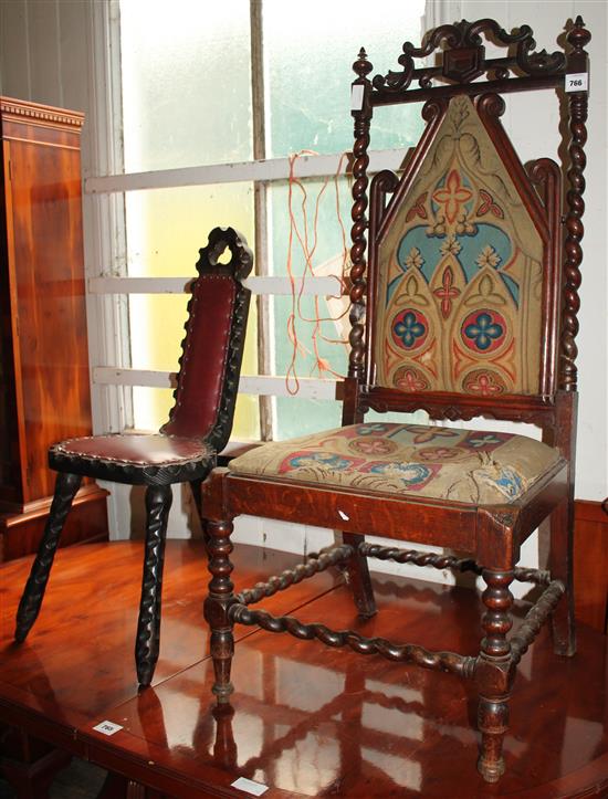 Tapestry Gothic chair & spinning chair (-)